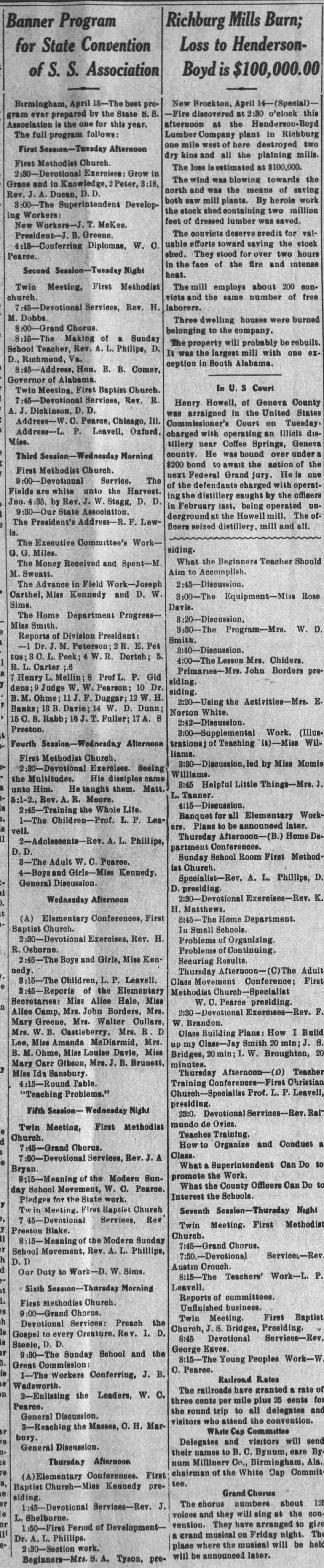 Banner Program for State Convention of S.S. Association